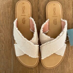 TOMS Viv Natural Metallic Jute slub sandals. Sz 7. NWT